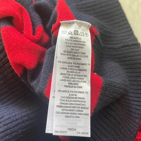 French Connection striped navy & red pullover sweater - Picture 9 of 17